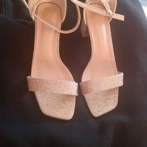 Zara Sparkling Gold Strap Heels
